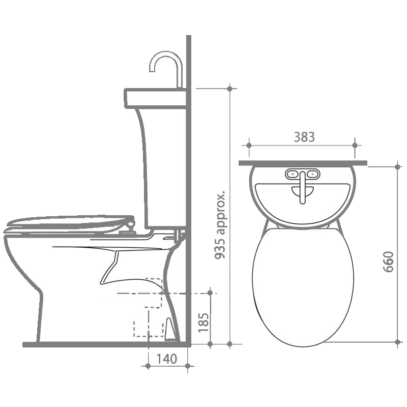 All In One Toilet Hand Basin Measurements