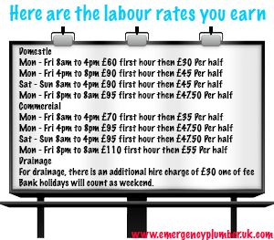Emergency Plumber Labour Rates