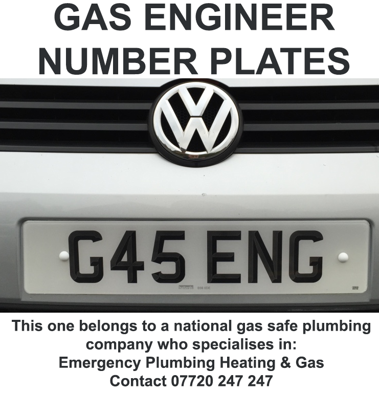 Gas Engineer Number Plates G45 ENG