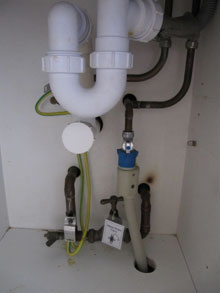 Typical Main Stopcock installation under a sink